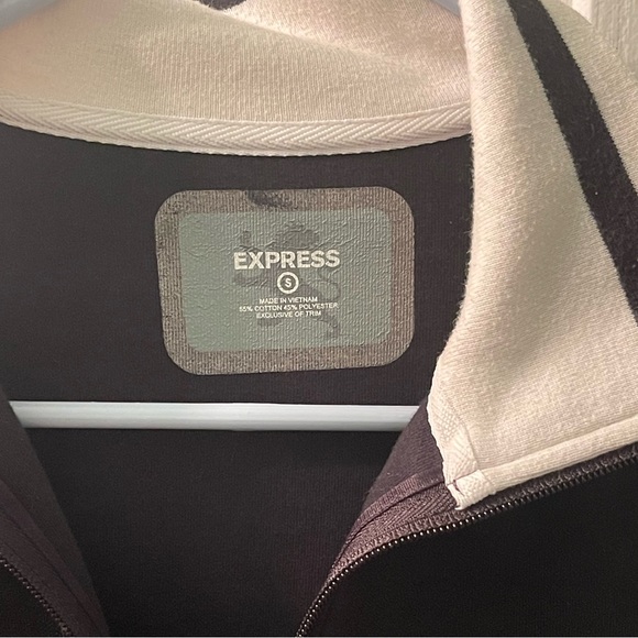 Express zip up sweater, black and white, size Men Small - Picture 2 of 6